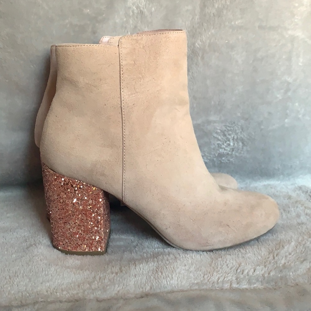 Nude & rose gold sparkle booties